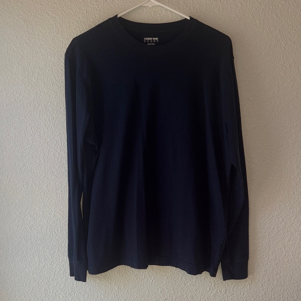 Men's Lands’ End Navy Long Sleeve Shirt